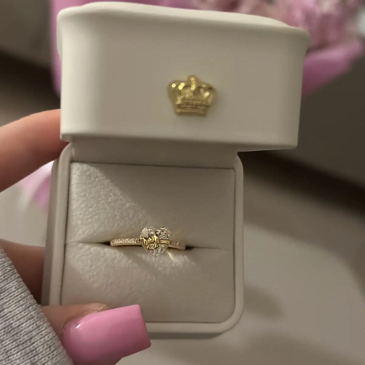 Gold Bow Heart Ring
