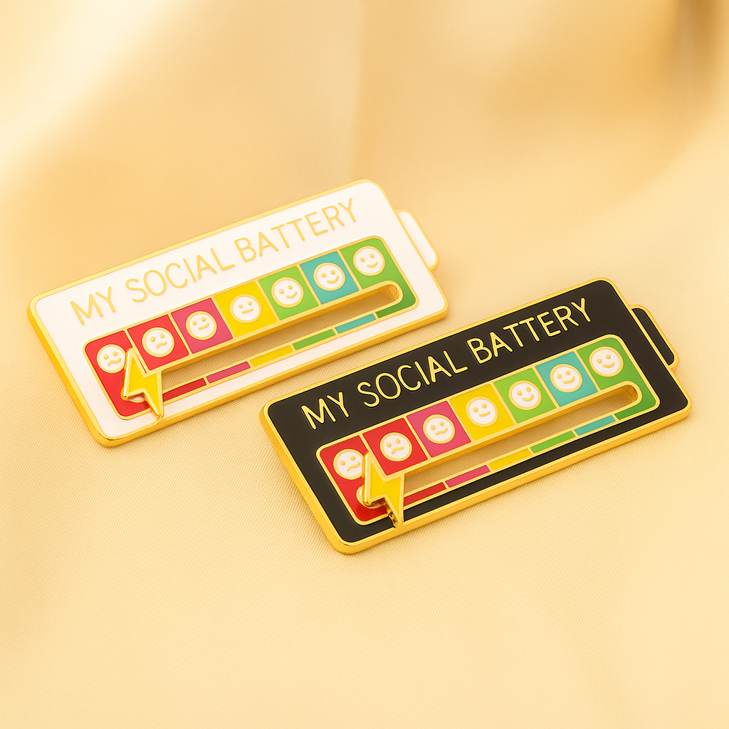 Social Battery Status Brooch