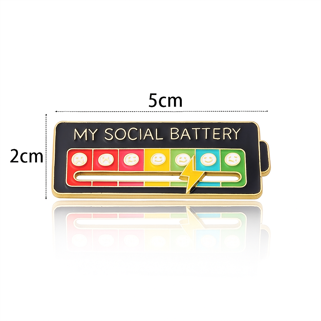 Social Battery Status Brooch