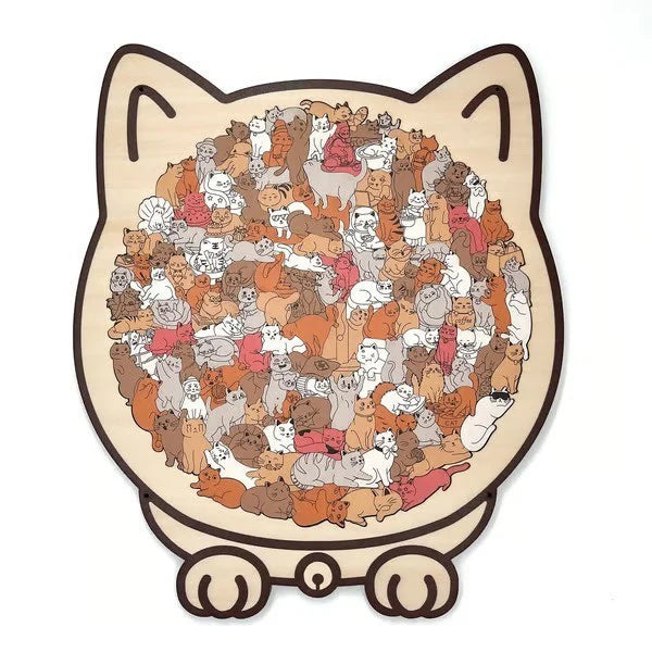 Morandi Cat-Shaped Wooden Puzzle