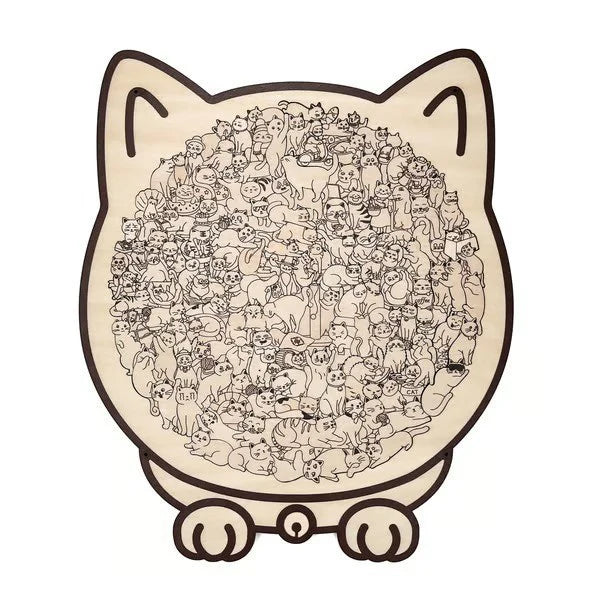 Morandi Cat-Shaped Wooden Puzzle